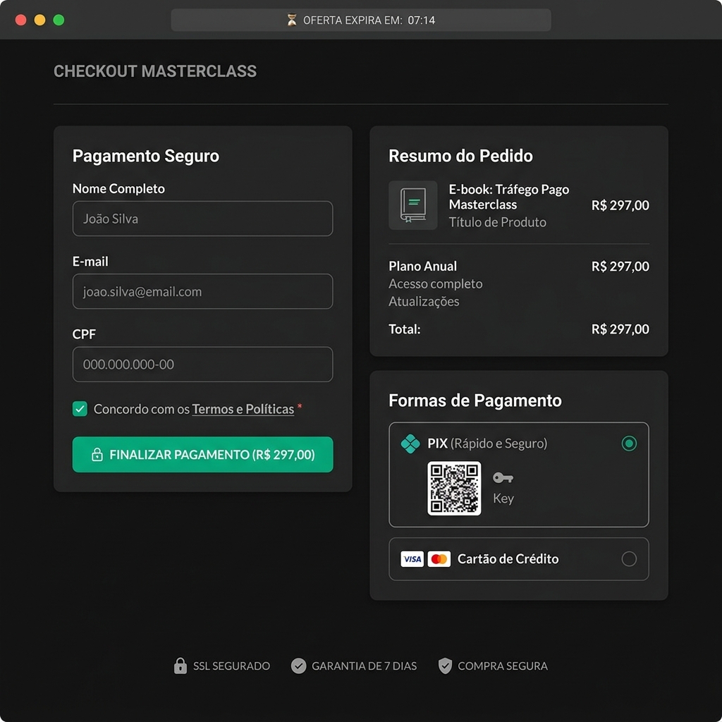 Checkout Transparente — PIX, Cartão e Boleto